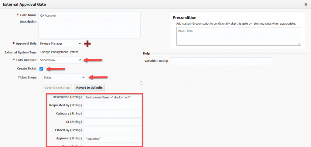 Creating a ServiceNow ticket in FlexDeploy