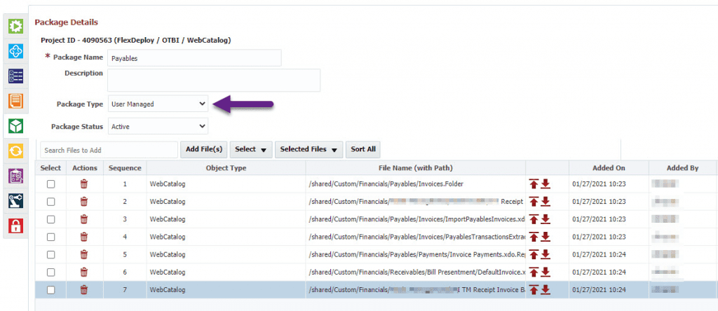 Selecting Package Type in FlexDeploy's OTBI Plugin