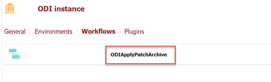 ODIApplyPatchArchive workflow in the ODI instance