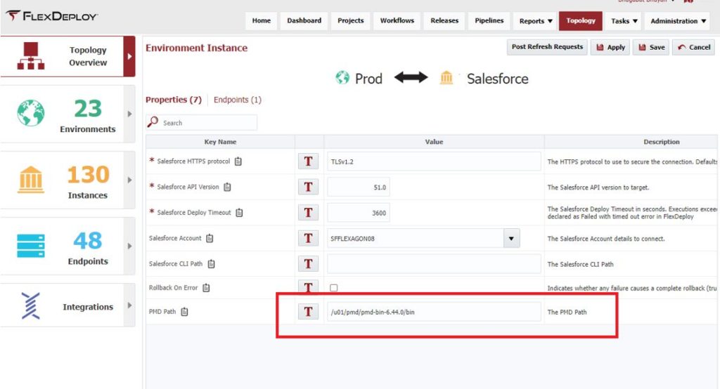 Configure PMD Scan in the FlexDeploy topology. 