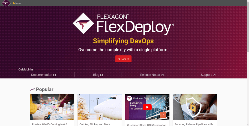 FlexDeploy 6.0 Home Page