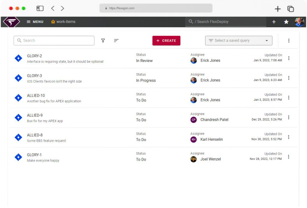 Work items are a single location to manage tasks in FlexDeploy.